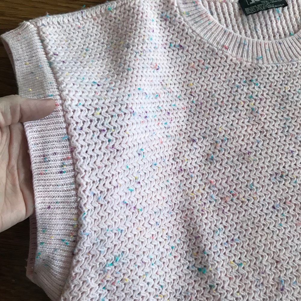 80s vintage sleeveless sweater pastel pink M L - Picture 3 of 7